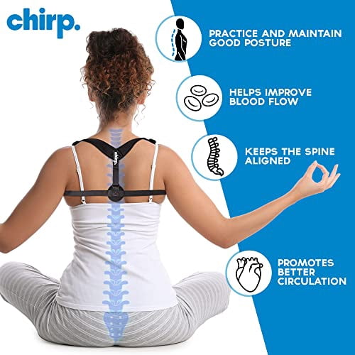 Chirp Upper Back Posture Corrector, Easy-to-Use Posture Corrector for Men and Women, Back and Shoulder Brace with Adjustable Straps, Support Brace for Spinal Alignment, Holds Up to