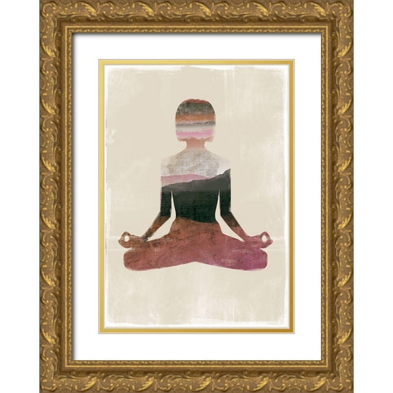 JMB Designs 18x24 Gold Ornate Wood Framed with Double Matting Museum Art Print Titled - Meditate