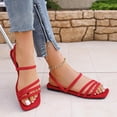 thumbnail image 4 of SZJXBUY Tall Sandals for Women,Summer Casual Strappy Flat Sandals Breathable Open Toe Comfortable Slip-On Ankle Strap Beach Vacation Shoes Red,38, 4 of 7