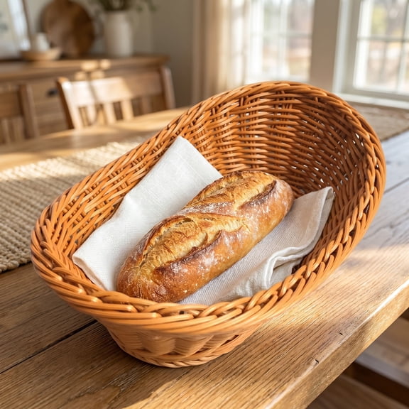 Wicker Bread Basket, Woven Tabletop Food Fruit Vegetables Serving, Restaurant Serving Basket