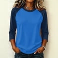 thumbnail image 2 of Tops for Women 3/4 Sleeve Women's Color Block Tops Casual Dressy Crew Neck Shirts Blouses Trendy Fall Loose Fit Outfits,M, 2 of 7