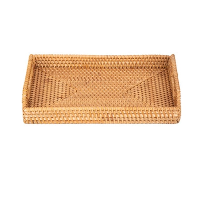 Bandeja rectangular de ratán tejida con asas para mesa de centro Rooha Kitchen