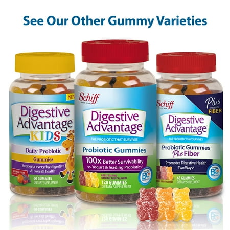 Digestive Advantage Daily Probiotic Gummies Plus Fiber, 45 Count
