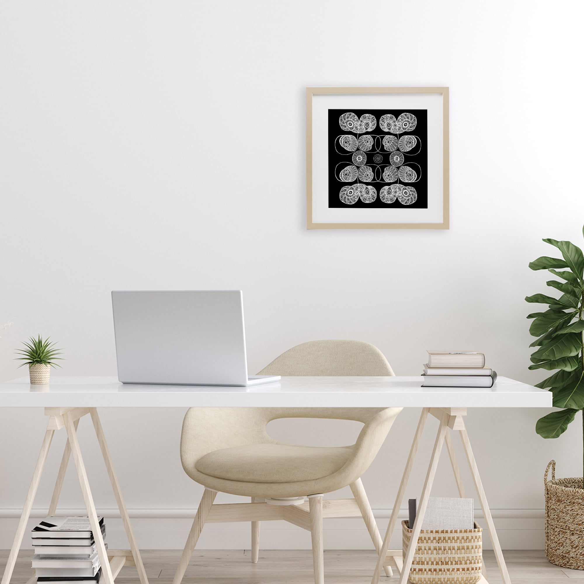 Stupell Industries Detailed Rounded Elementals Birch Framed Print Under Glass, design by El Perkin