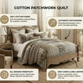 thumbnail image 3 of DaDa Bedding Bohemian Olive Brown Moroccan Paisley Floral Filigree Patchwork Cotton Bedspread Set (JHW-885), 3 of 11