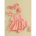thumbnail image 3 of xiaxaixu Ensemble de Barboteuse pour Bébé Fille, Robe Trapèze à Manches Volantées et Col Ras du Cou avec Bandeau pour un Usage Quotidien Décontracté, 3 of 8