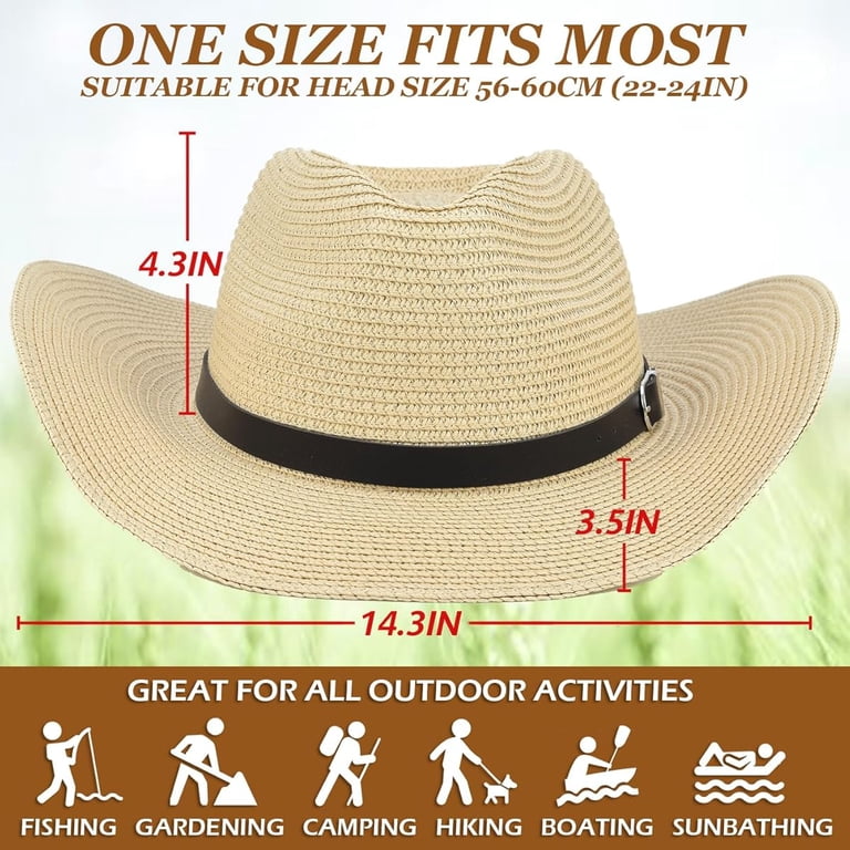 Wide Brim Straw Cowboy Hat for Women Men Sun Hats Fedora Cowgirl Panama Beach Straw Cowboy Hat for Men Women Wide Brim Western Straw  main image 3