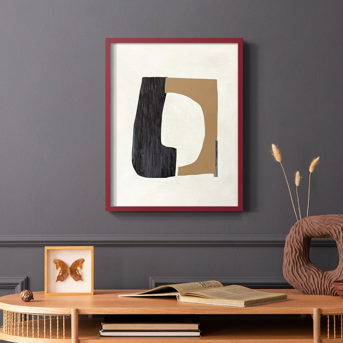 Cardboard Cutouts II Framed Print in Red Solid Wood Framed Print No Nail Hanging