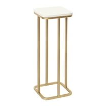 Kate and Laurel Credele Modern Glam Marble Drink Table, 8 x 8 x 22, White and Gold, Chic Contemporary Accent Table with Metal Legs And Cultured Marble Tabletop