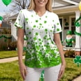 thumbnail image 5 of felwors Valentine Scrub Tops Women V-Neck Short Sleeve Holiday Themed Heart Scrubs (Green, XXL), 5 of 6
