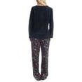 thumbnail image 5 of Goodnight Kiss Women's 3 Piece Pajama Set - Matching Slippers, Long Sleeve T-Shirt and Sleep Pants, Cozy Up, Black/Bows, M, 5 of 6
