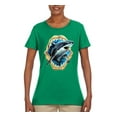 thumbnail image 2 of Ocean Shark Big Mouth Womens Graphic T-Shirt, Kelly, 3XL, 2 of 3