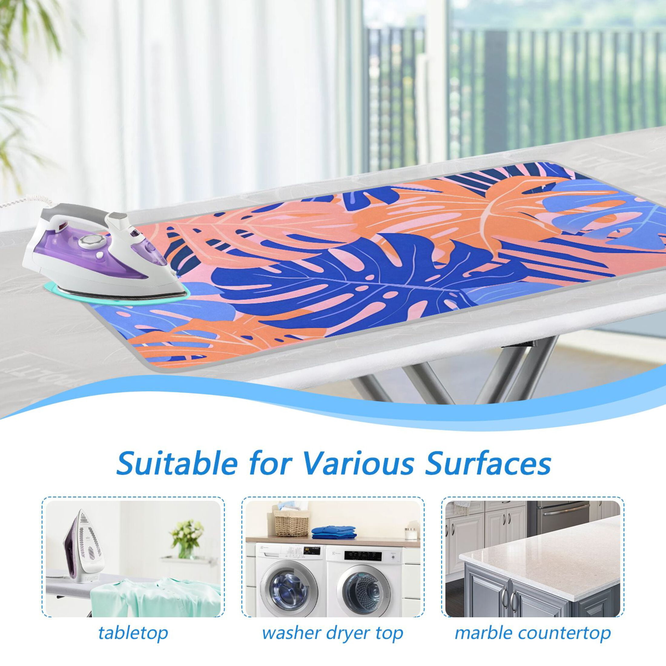 Colorful Palm Leaves Ironing Mat Blanket Portable Travel Ironing Pad Heat Resistant Pad 47.2" x 27.6”