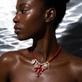 thumbnail image 4 of NICKSUN Boho Tropical Red Beaded Choker Necklace, Charm Neck Chain with Seashell, Mermaid & Starfish Pendants, Summer Vacation Statement Jewelry, 4 of 8