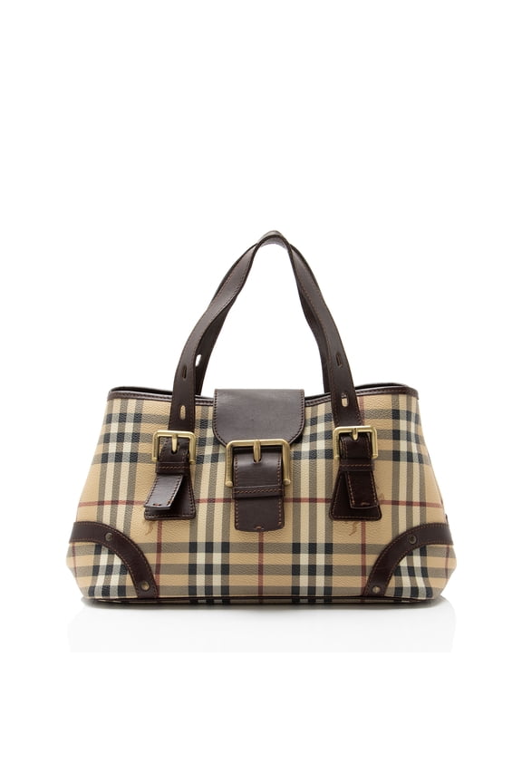 Pre-Owned Burberry Haymarket Check Buckle Satchel