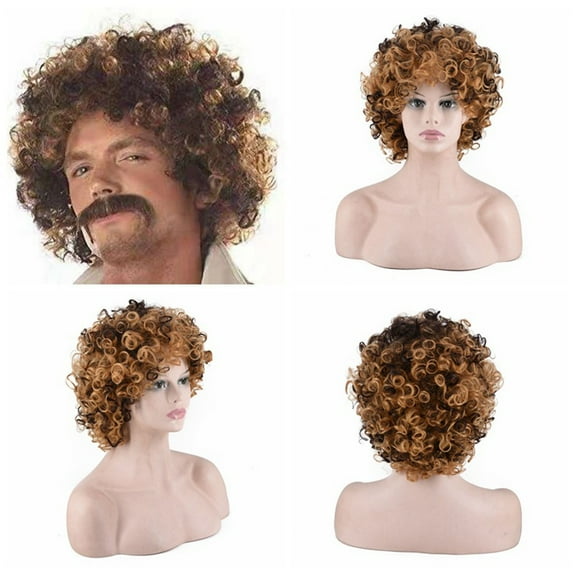 DOPI Men's Fashion Wig Brown Synthetic Hairshort Wigs hair Wave Wig