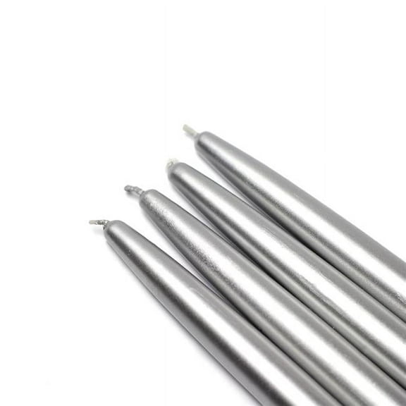 Jeco CEZ-089-12 6 in. Taper Candles, Metallic Silver - 144 Piece