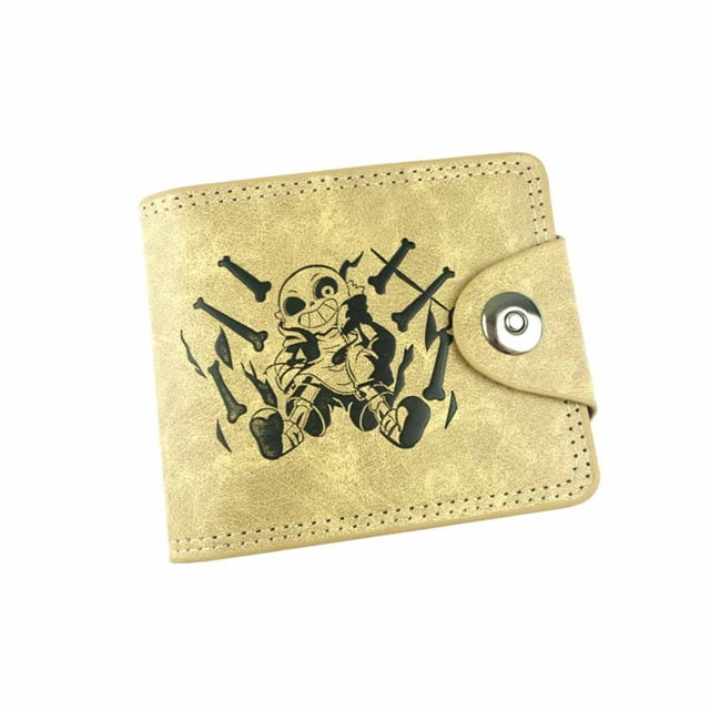 Cartera Undertales con personajes de anime, delgada y plegable, piel sintética