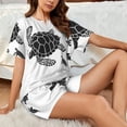 thumbnail image 4 of "Wukai Family Of Sea Turtles Women's Pajama Set - Short-Sleeve Top and Shorts with Elastic Waistband and Pockets for Loungewear, Yoga, and Casual Wear-Large, 4 of 8