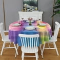 thumbnail image 2 of Colorful Watercolor Stripe Pattern Round Tablecloth 60"x60",Wrinkle Wipeable Table Cloth for Kitchen Dining Room Picnic Patio Party, 2 of 6