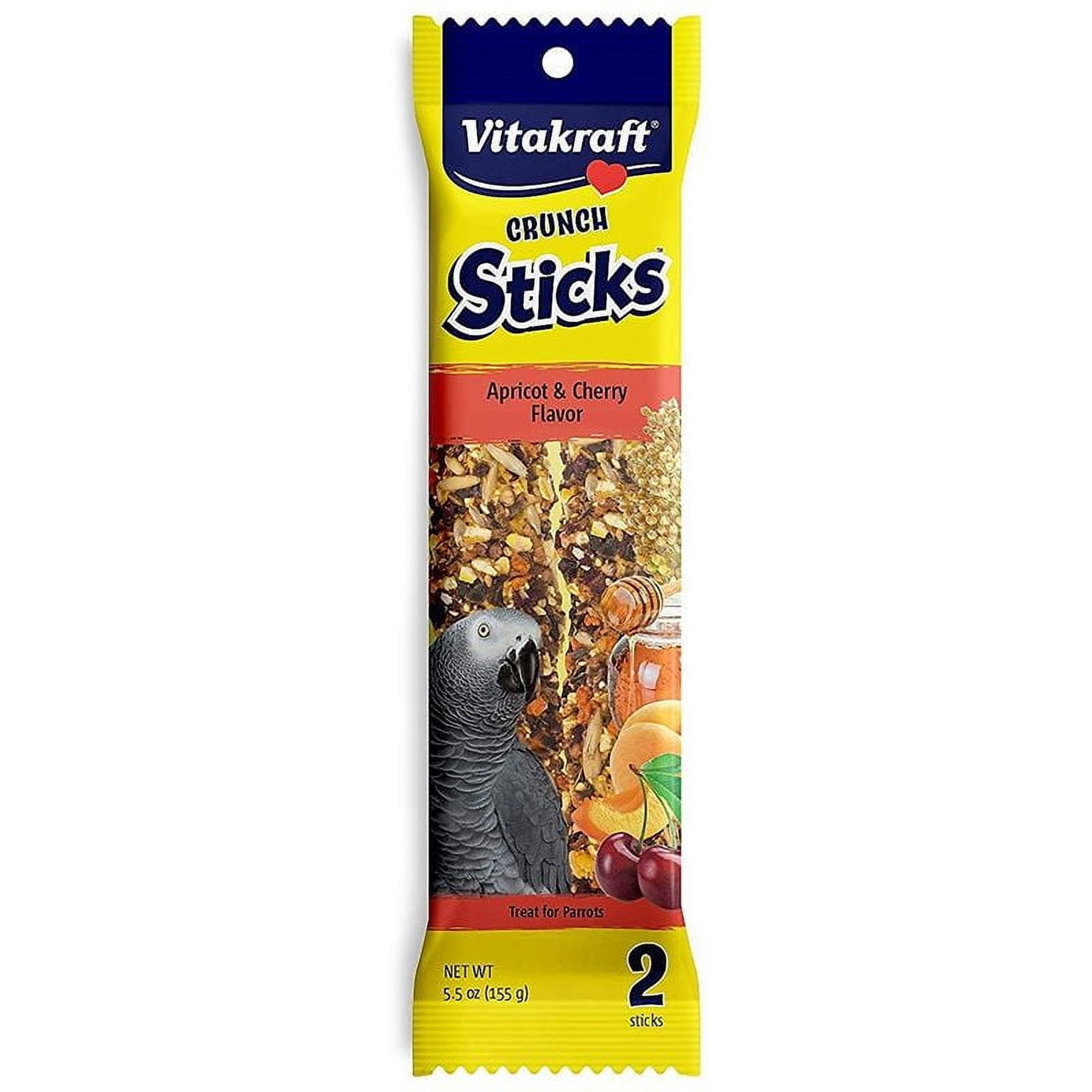 Vitakraft Crunch Sticks Apricot & Cherry Parrot Treats [Bird, Honey Sticks] 2 Pack