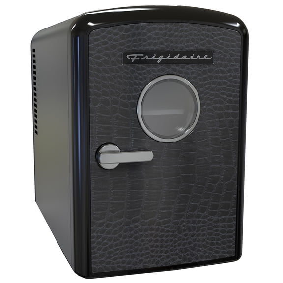 Frigidaire 9-Can Mini Fridge Cooler, Crocodile Door, Black