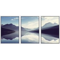 wall26 Framed Canvas Print Wall Art Set Zen Serene Mountain Cloud Sky Lake Nature Wilderness Photography Realism Rustic Landscape Colorful Cool for Living Room, Bedroom, Office - 24"x36"x3