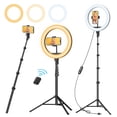 thumbnail image 1 of TODI 12 Ring Light with 63 extendable Tripod Stand, Selfie Ring Light with Phone Holder and Remote, Dimmable LED Ring Light & Selfie Stick for Makeup/Live Stream/Photography/Titkok, 1 of 5