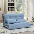 thumbnail image 2 of Floor Sofa Bed, Lazy Folding Couch Adjustable Folding Futon Couch, Leisure Lazy Sofa Bed with 2 Pillows and 5 Reclining Position, Video Gaming Sofa for Bedroom/Living Room/Balcony (Blue), 2 of 7