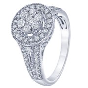 Arista 1 1/4 Carat T.W Lab Grown Diamond Spit Shank Bridal Ring Set in Sterling Silver (I, SI)