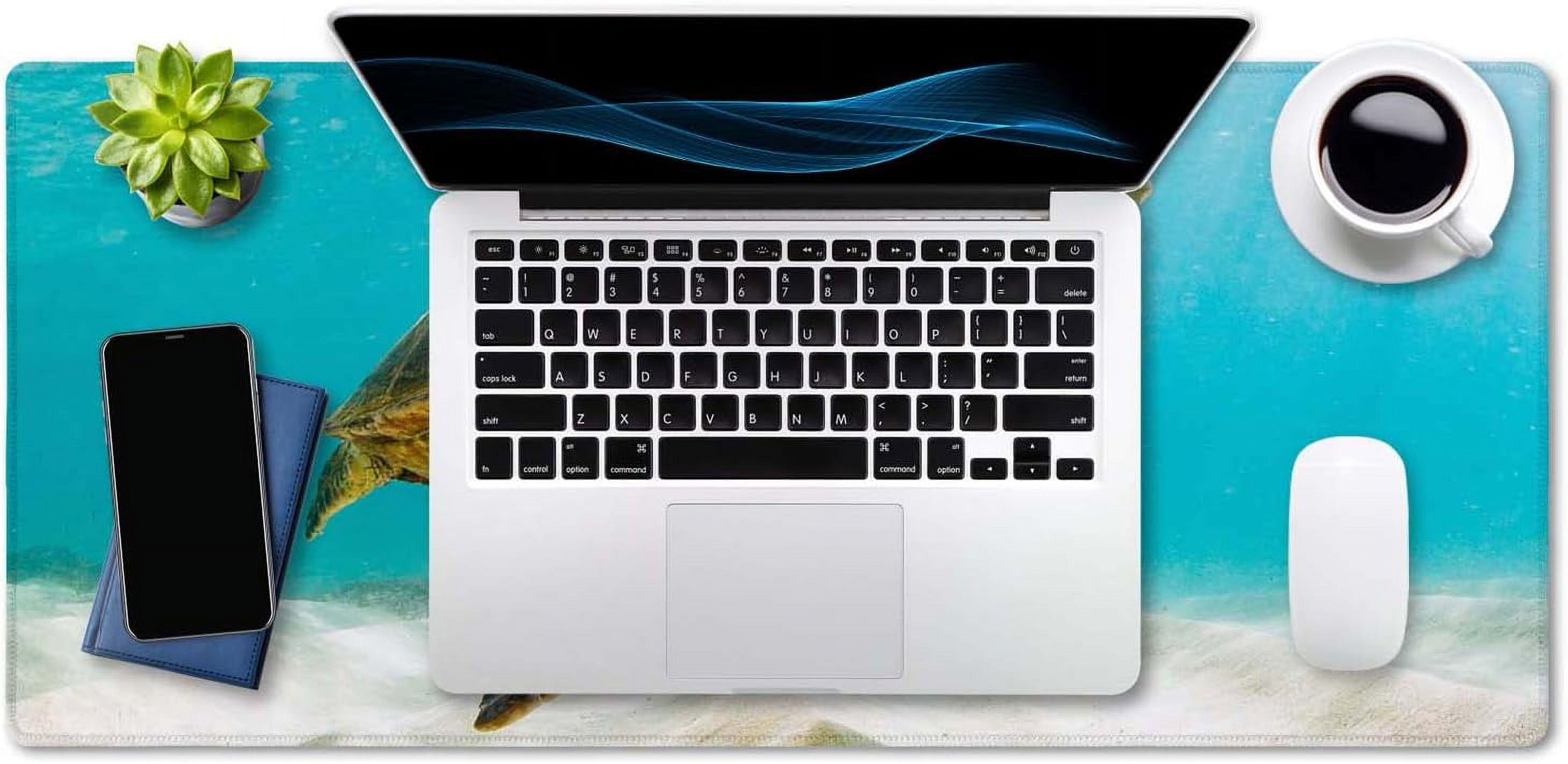 Large Mouse Pad, Full Desk XXL Extended Gaming Mouse Pad 35.4" x 15.7", Waterproof Desk Mat with Stitched Edge, Non-Slip Laptop Computer Keyboard Mousepad for Office & Home, Sea Turtle