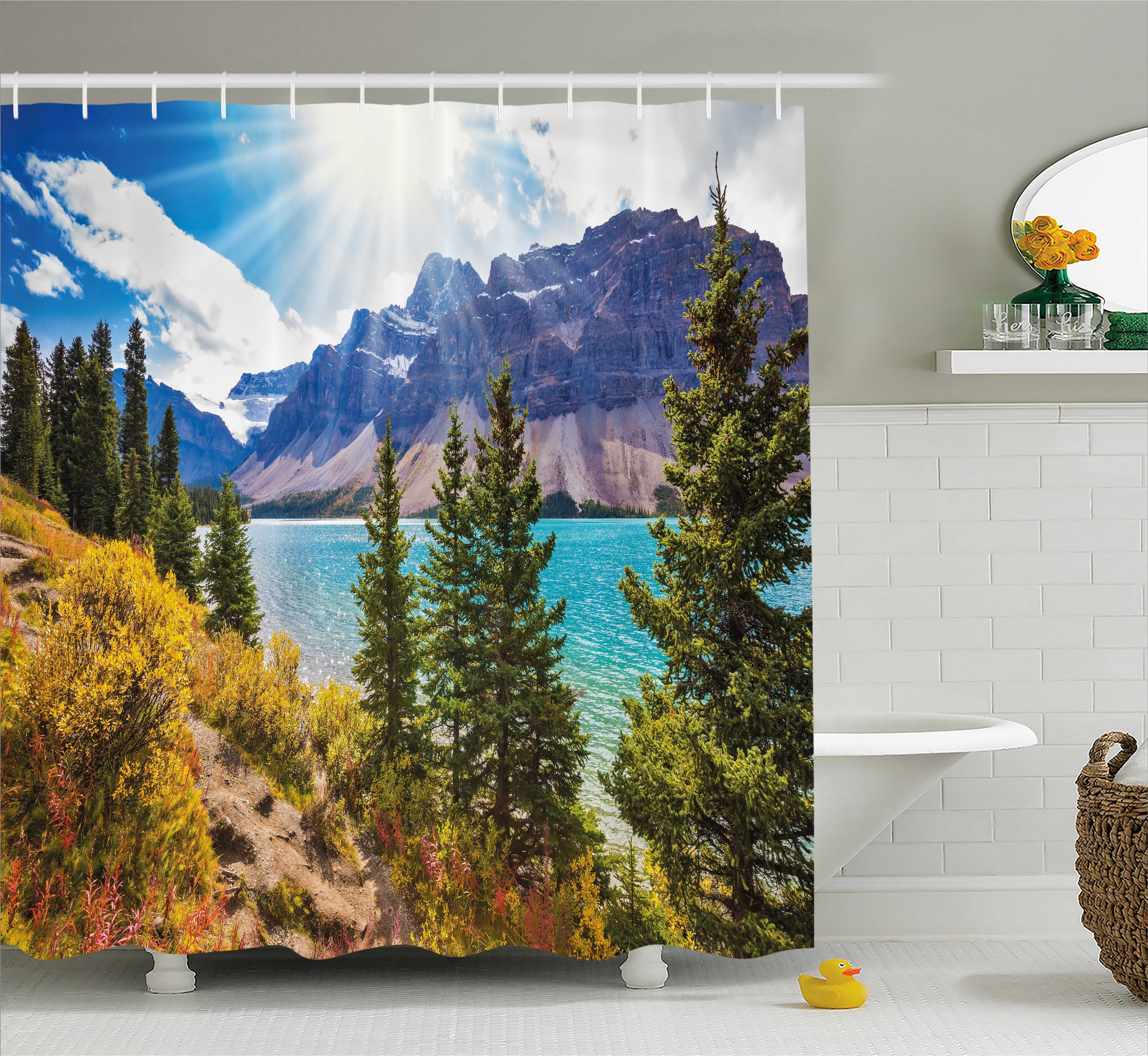 Landscape Shower Curtain, National Park Banff Canadian Rockies Mountain