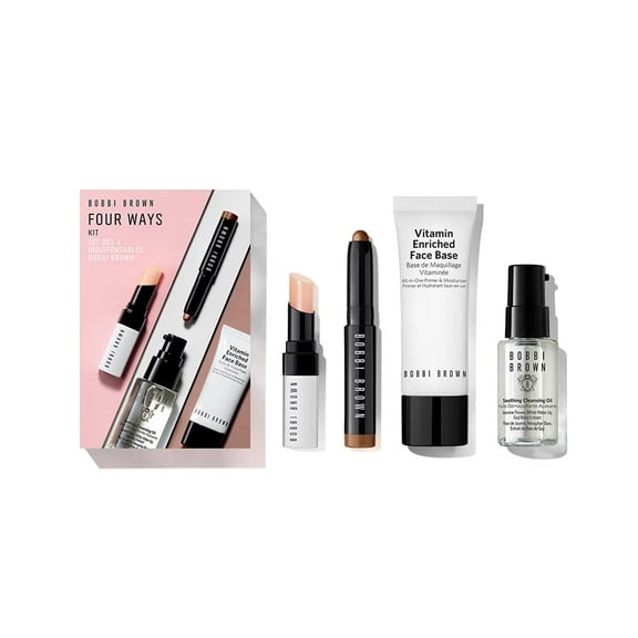 Bobbi Brown Four Ways Kit - Includes Extra Lip Tint, Long-Wear Cream Shadow Stick, Vitamin Enriched Face Base and Soothing Cleansing Oil - Travel Size