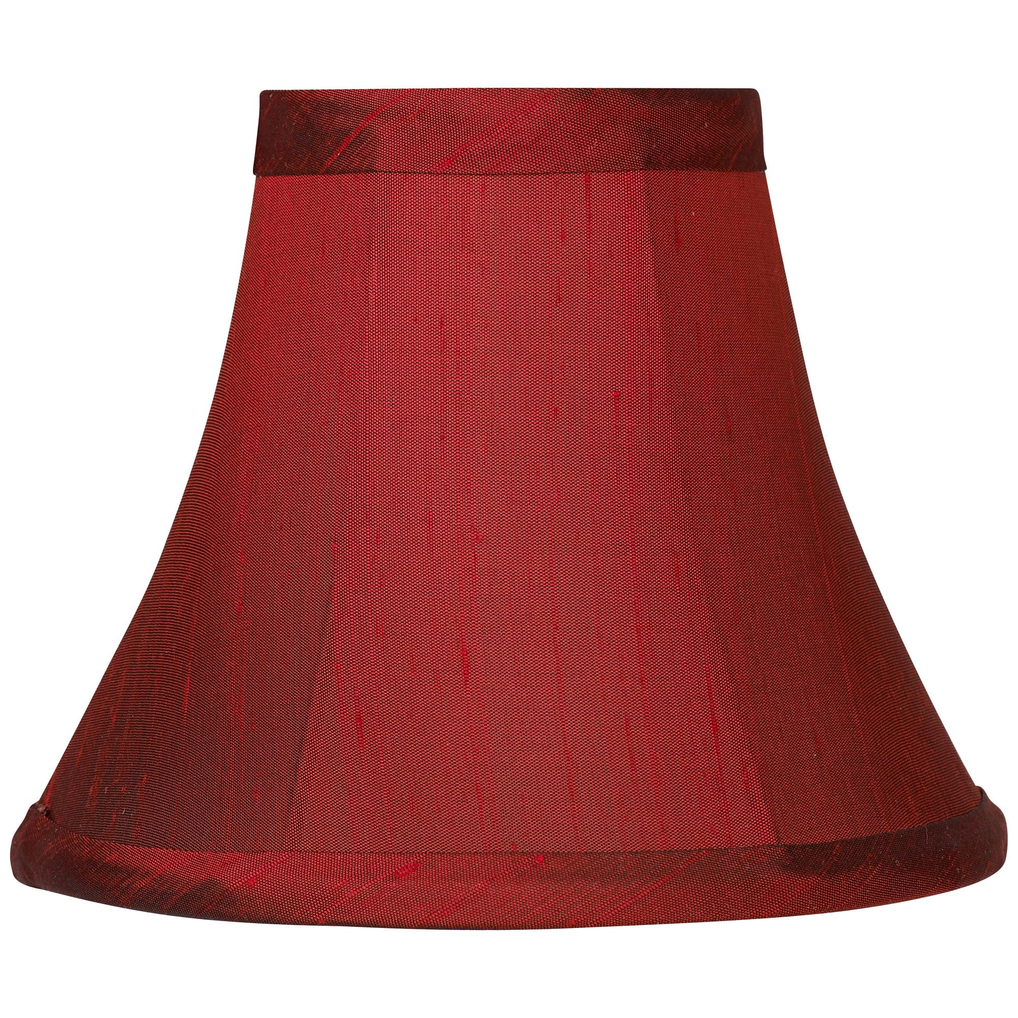 Springcrest Set of 6 Bell Lamp Shades Deep Red Faux Silk Small 3" Top x 6" Bottom x 5" High Candelabra Clip-On Fitting