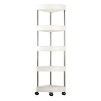 SLYNSHome Bathroom Corner Storage Shelf Organizer 5-Tier Rolling Wheels 10.2x40.9in No Drill Space Saving Drainage Holes