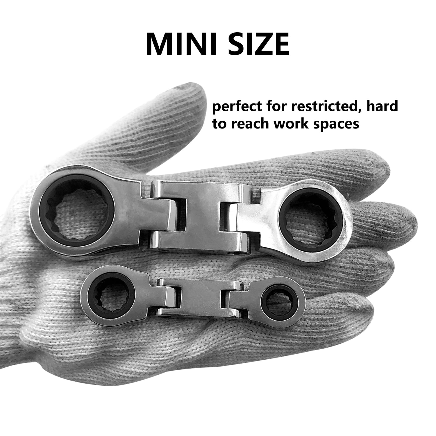 5-Piece Metric Flex Head Ratcheting Wrench Set, Precision Tool, Reversible 72-Tooth 180° Pivoting Head, CR-V Steel 8–19mm, for Automotive & Industrial Repair