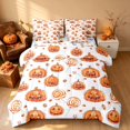 thumbnail image 2 of Homewish Halloween Pumpkin Queen Bedding, Watercolor Lollipop Bedding Comforter Set Queen, White Orange, Pumpkin Bat Reversible 7-Piece, 2 of 7