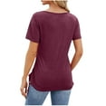 thumbnail image 7 of OKBOP Short Sleeve Womens Tops Plus Size Red Solid Crew Neck Button T-Shirts Womens T Shirts, 7 of 7