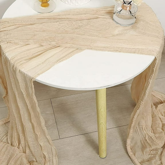 Christmas Table Runner,Christmas Runner,Pleated Gauze Table Flag Rural Wedding Party Table Decoration Festival,Cheesecloth Table Runner,Nude Boho Gauze Cheese Cloth Table(Beige 71*35IN)