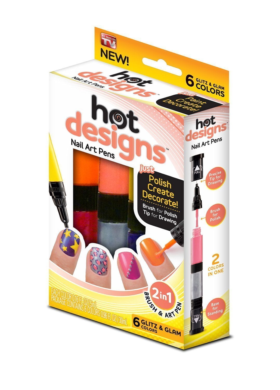 Hot Designs Glitz and Glam Nail Art Pens - 6 Color As Seen on Tv - Hot Designs Glitz and Glam Nail Art Pens - 6 Color As Seen on Tv -