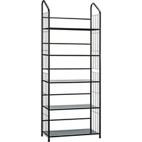 Unbrand Black 5 Tier Metal Bookshelf Rack,