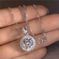 thumbnail image 2 of EOEMY Charm Women Gift Round Cut Cubic Zircon 925 Silver Necklace Pendant Jewelry, 2 of 5