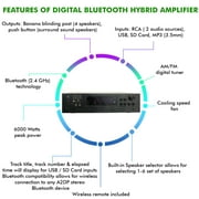 Technical Pro 6000W 6 Zone Bluetooth Hybrid Amplifier Preamp Tuner with Mic Inputs
