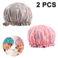 thumbnail image 1 of Gorros de ducha, gorro de baño de doble capa para mujer para cubrir cabello largo y grueso, gorro impermeable reutilizable, paquete de 2 Xemadio 2035136-1, 1 of 8