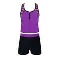 thumbnail image 2 of TiaoBug Nimiya Kids Girls 3Pcs Tankini Swimwear Outfit Hawaiian Print Tank Top Swim Shorts Briefs Swimsuit, 2 of 7