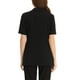 thumbnail image 3 of Blazer de solapa INSPIRE CHIC para mujeres, con mangas cortas, botón frontal, blazers de oficina con bolsillos, negro S, 3 of 6
