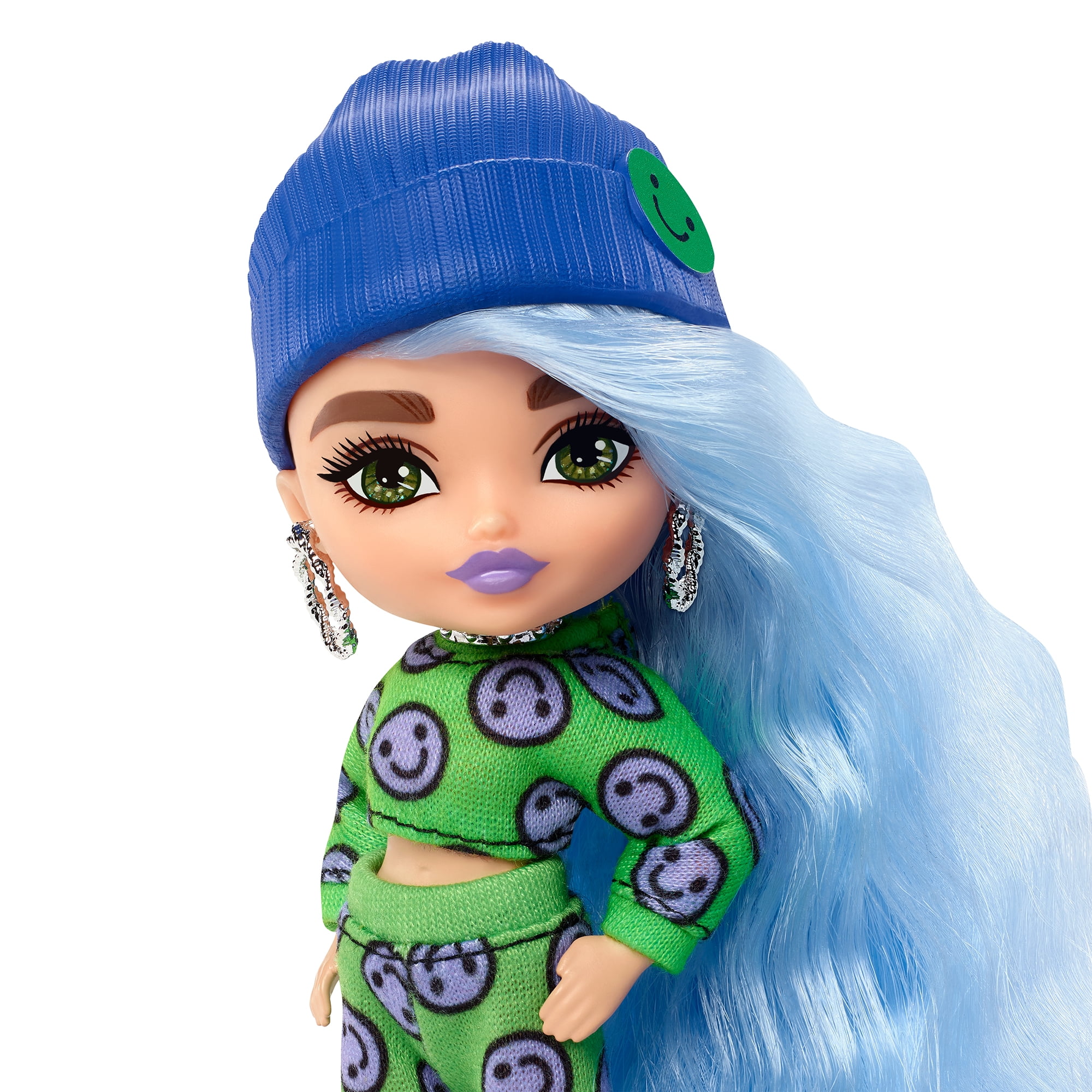 Barbie Extra Minis Fashion Doll 3 Blue Hair Emoji Print Outfit Boots with Accessories Walmart
