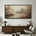thumbnail image 4 of Large Framed Canvas Print Forest stream in Autumn Wall Art Decorative Ready to Hang Painting for Living room Bedroom - 60"x30" Black Frame, 4 of 9
