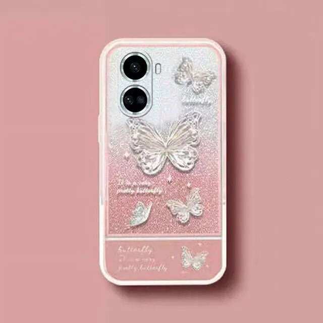 GLITTER Invisible Bracket Phone Case For Nova10 SE Butterfly Stand Holder Cover For Huawei Nova 10 SE Honor 90 Lite Pro Case LXY