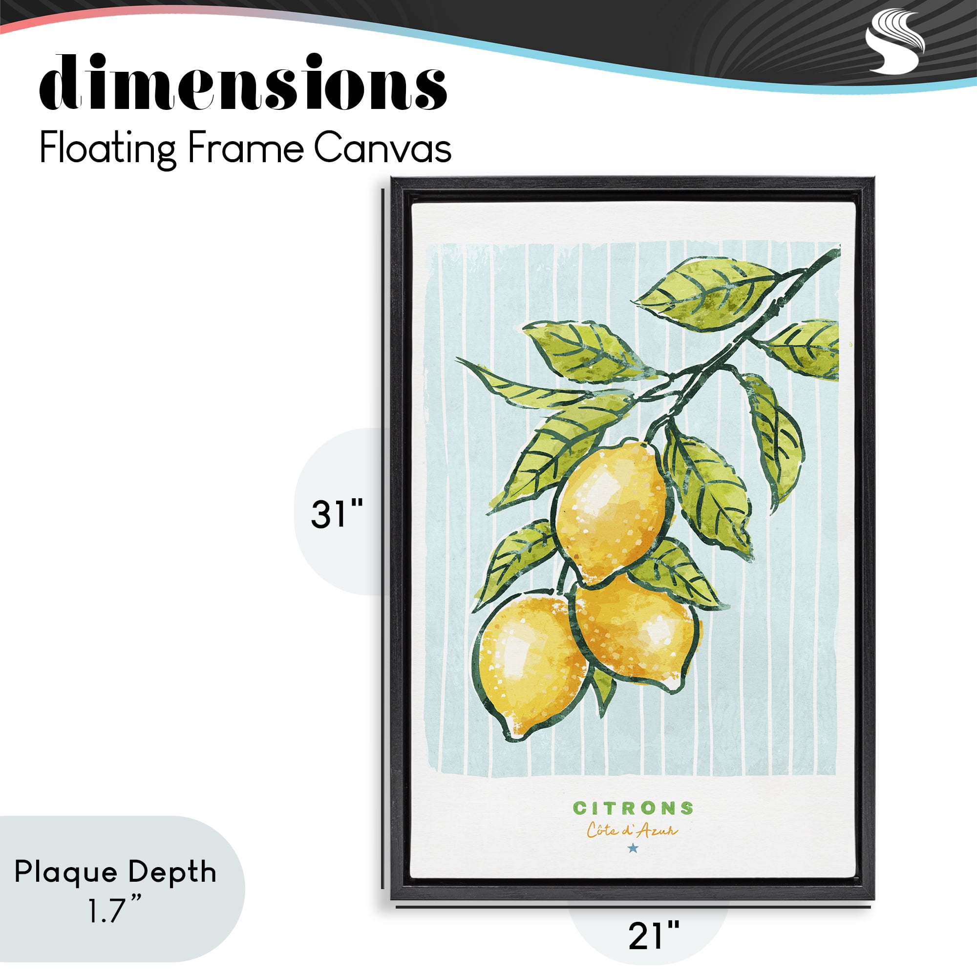 Stupell Industries Modern Bistro Lemons Black Framed Floater Canvas Wall Art, design by Chad Barrett